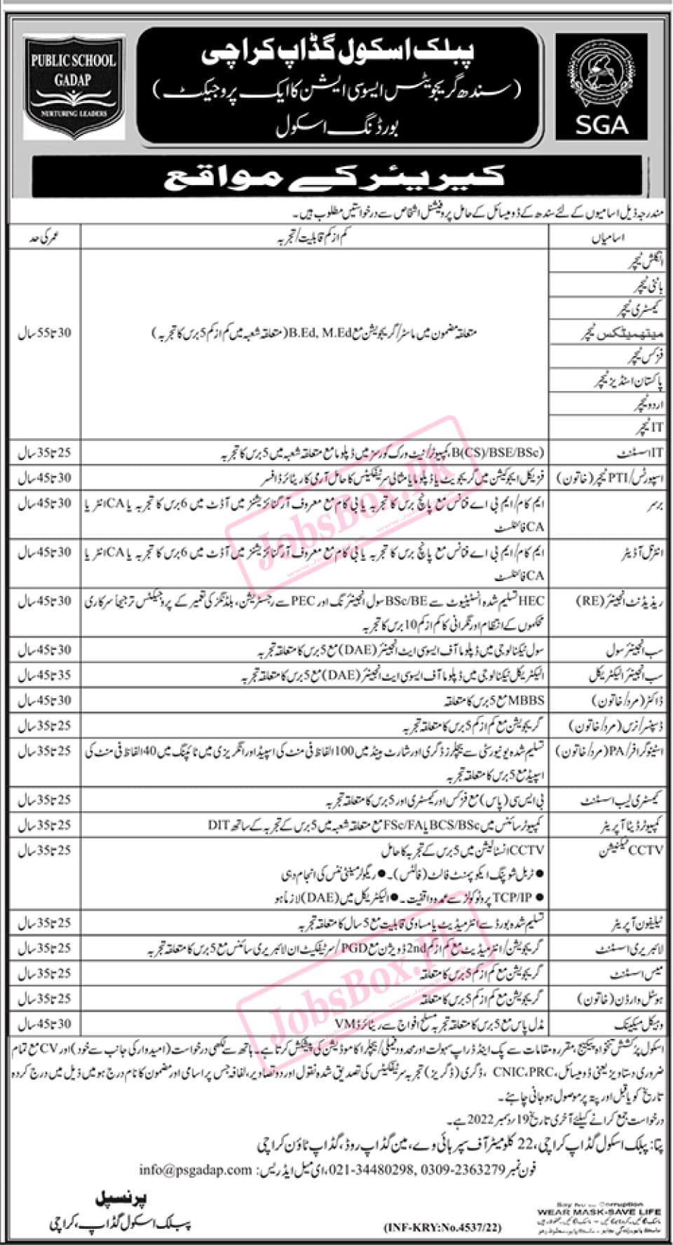 Teaching Jobs 2022 in Karachi at Public School Gadap