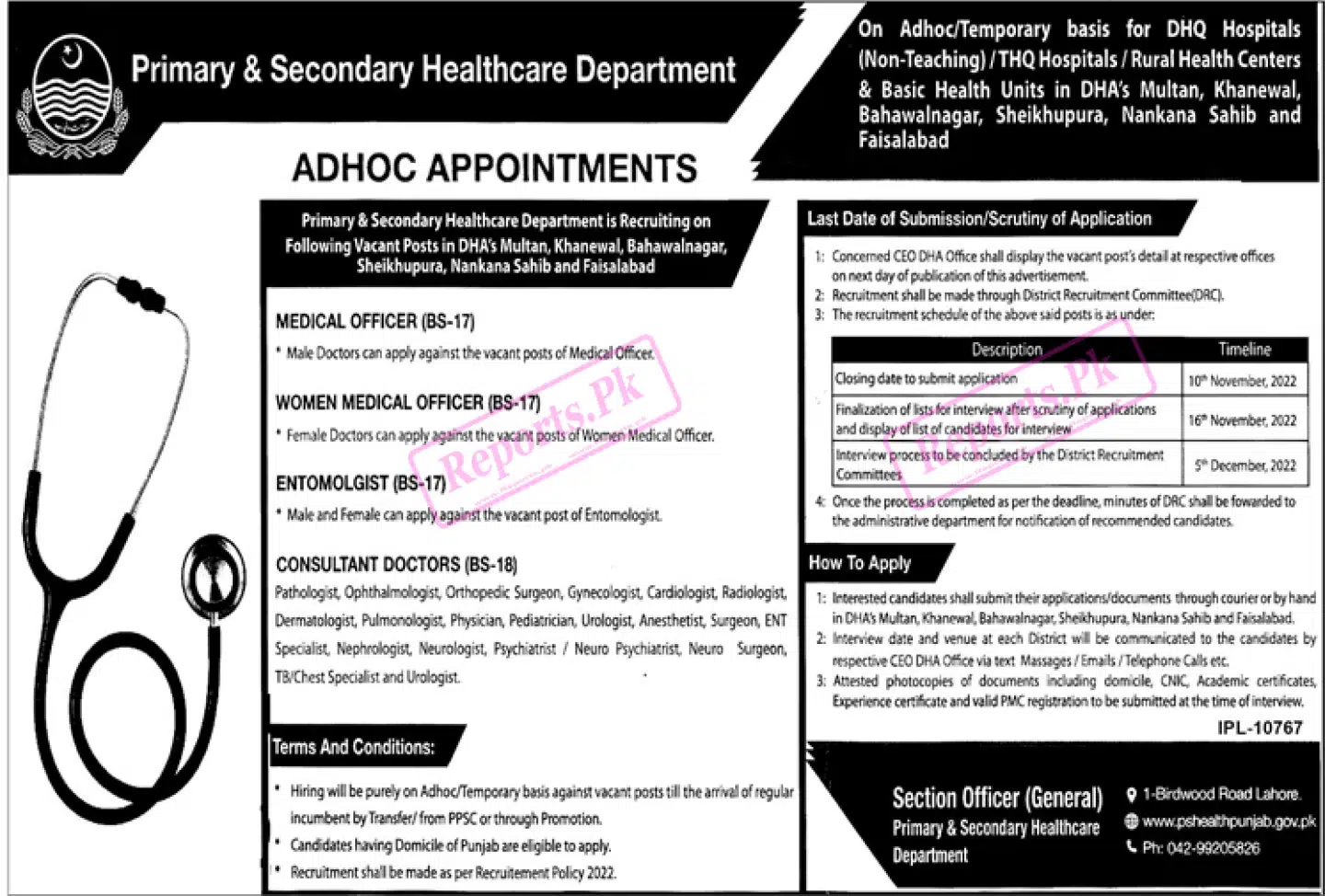 Health Department Punjab Jobs November 2022 Adhoc Appointments