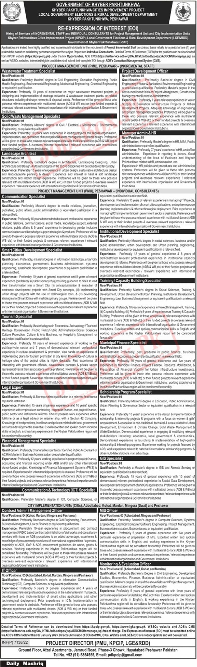 Local Government KPK Jobs 2022-23 Apply Online