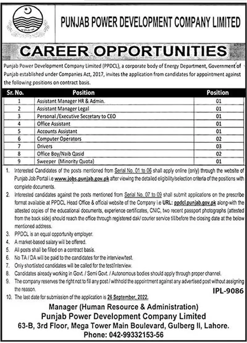 New Punjab Government Jobs at PPDCL - Online Applications