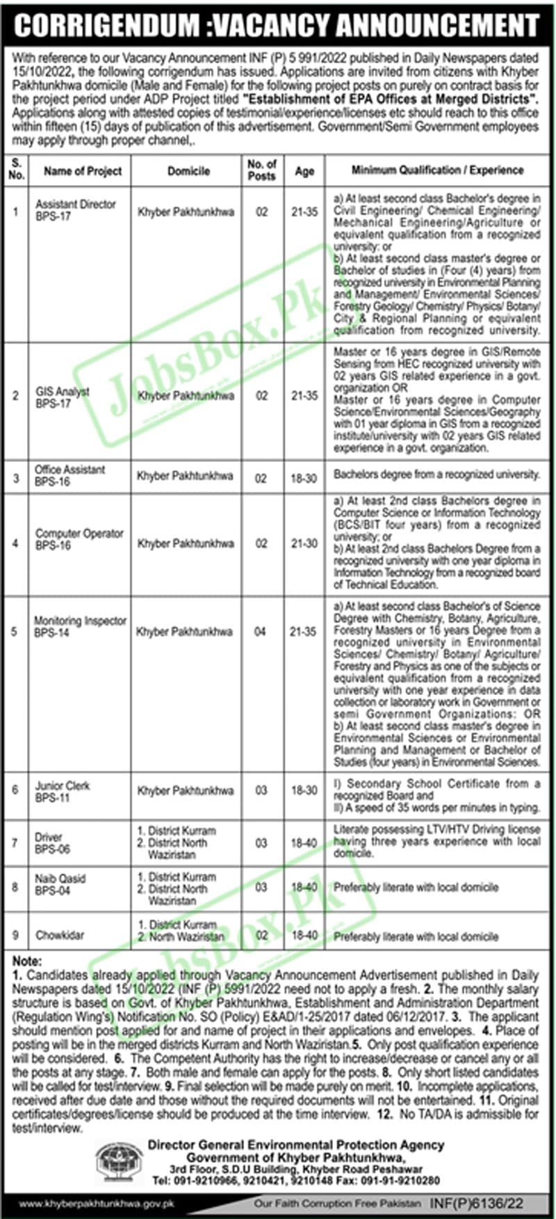 Environmental Protection Agency Kpk Jobs