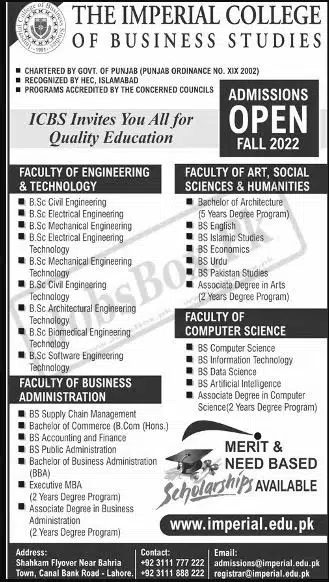 Imperial College of Business Studies 2022 Admission