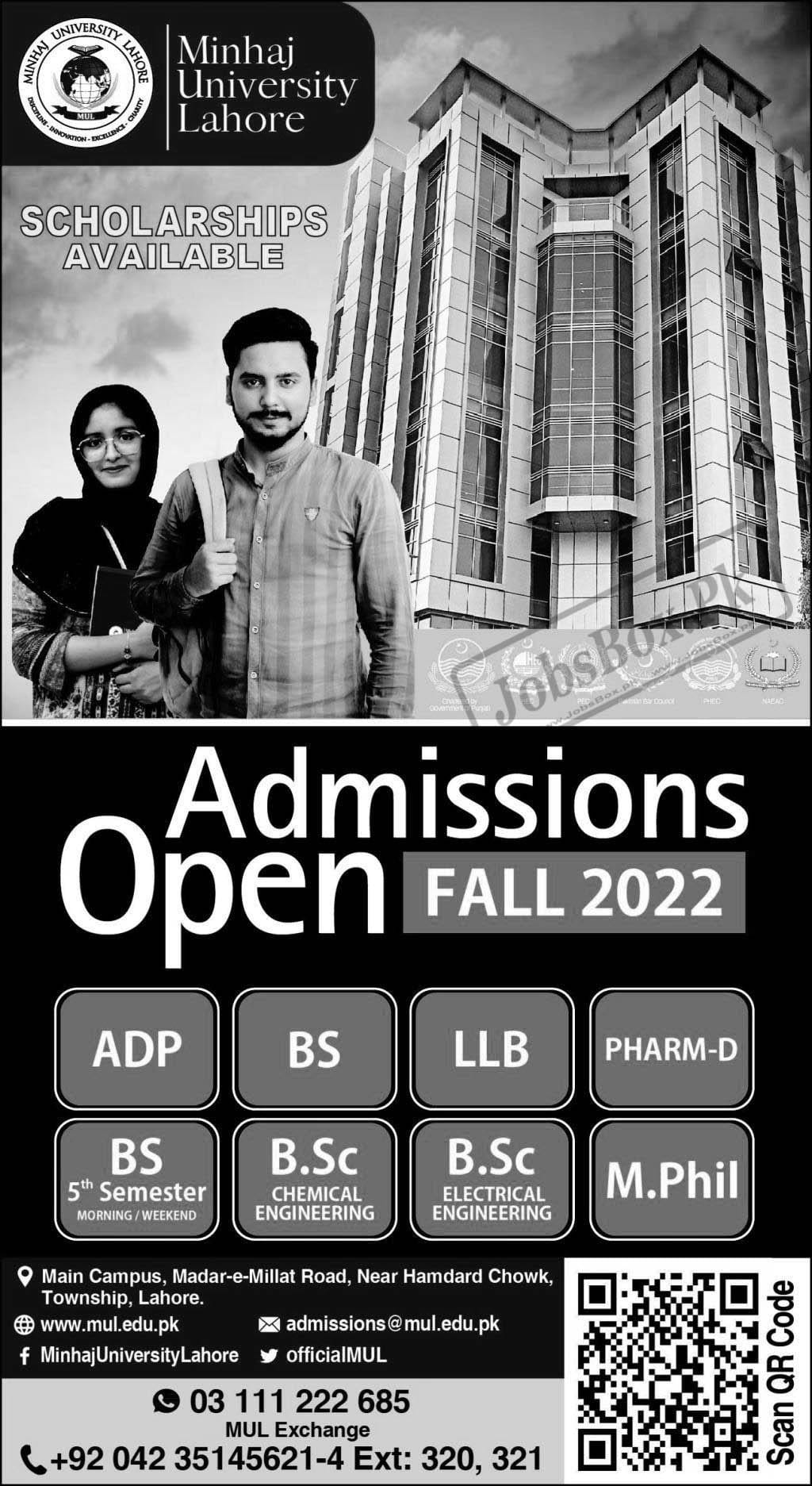 Minhaj University Admissions 2022