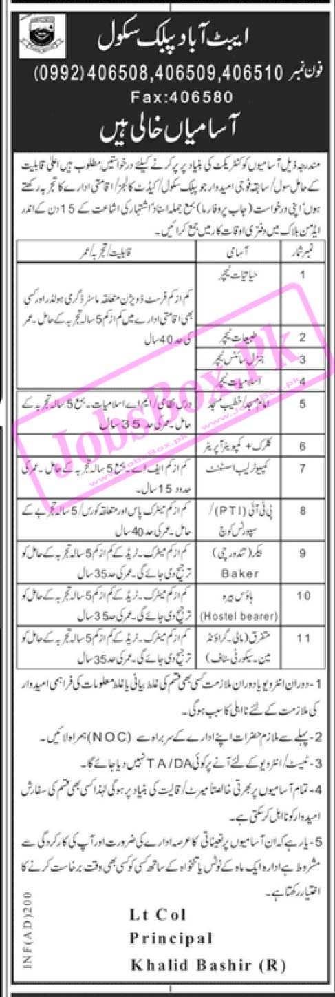 Abbottabad Public School Jobs Opportunities 2022