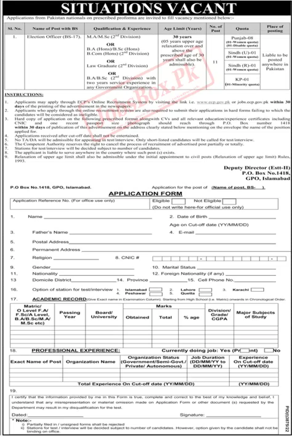 ECP Jobs 2022-23 Election Commission of Pakistan Jobs.ecp.gov.pk