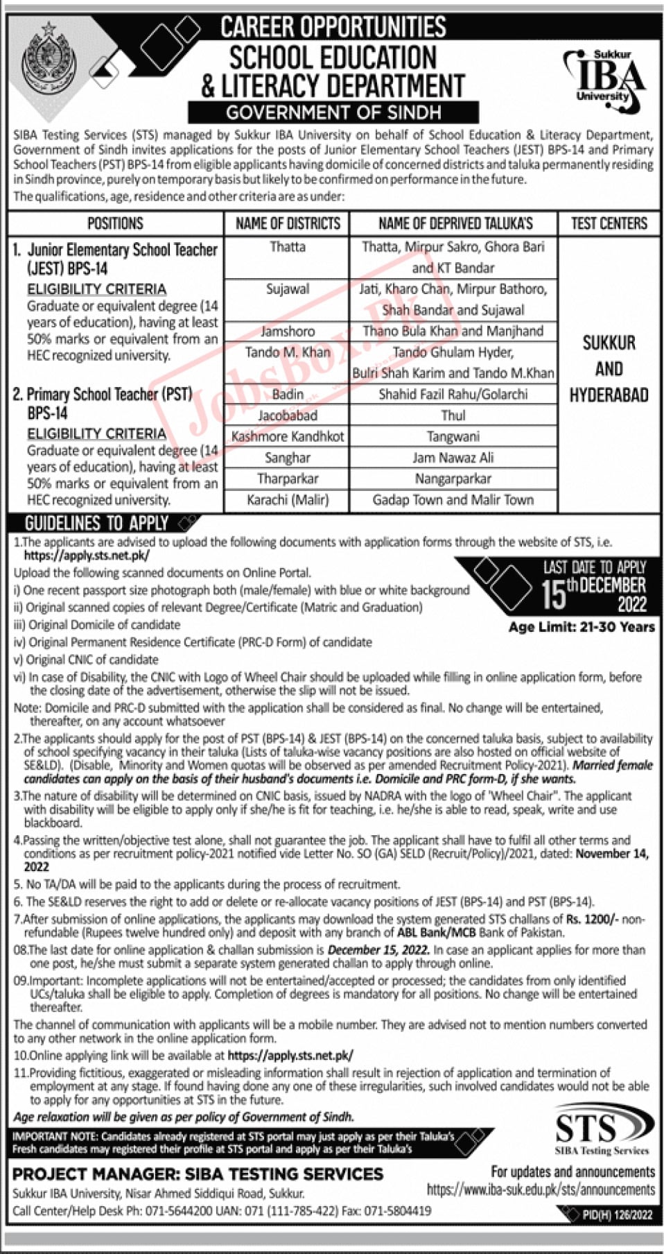 Education Department Sindh Jobs 2022 - Educators Jobs in Sindh