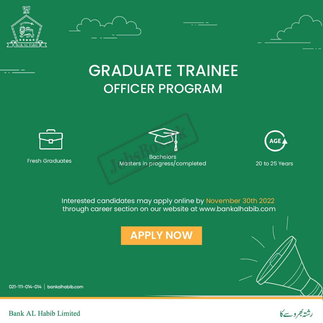 Graduate Trainee Officer Program at Bank Al Habib