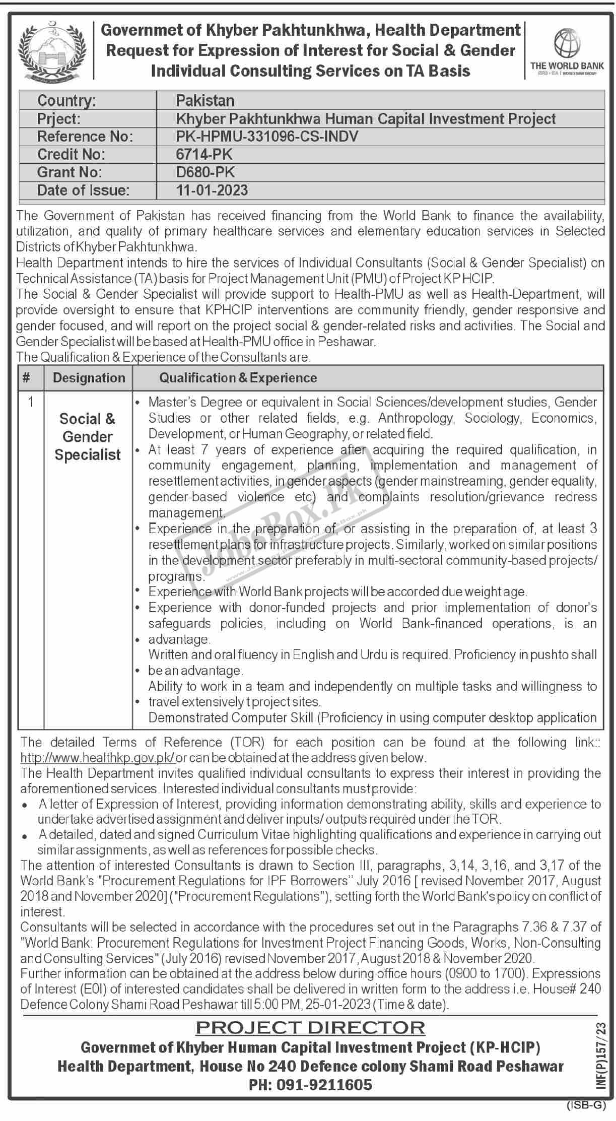 Health Department KPK Jobs 2023