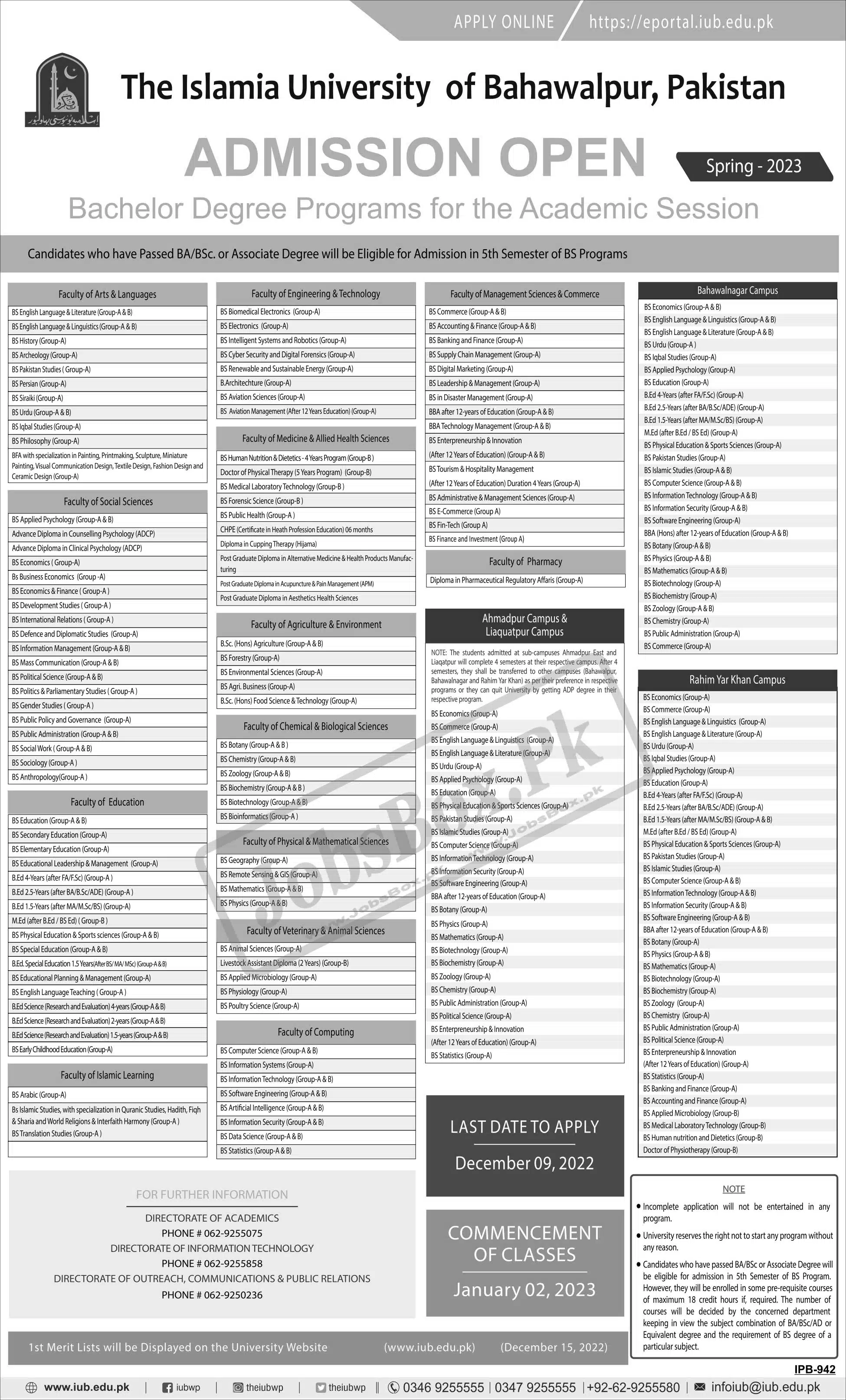 the-islamia-university-of-bahawalpur-iub-admissions-2023-notice