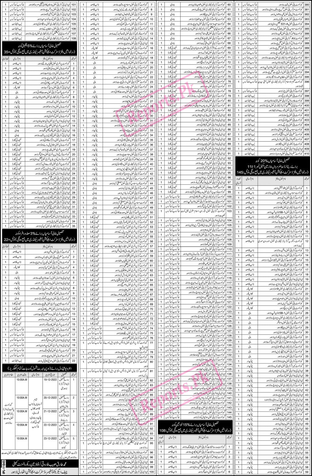 Latest District Education Authority Lahore Jobs 2022 for Class IV Staff