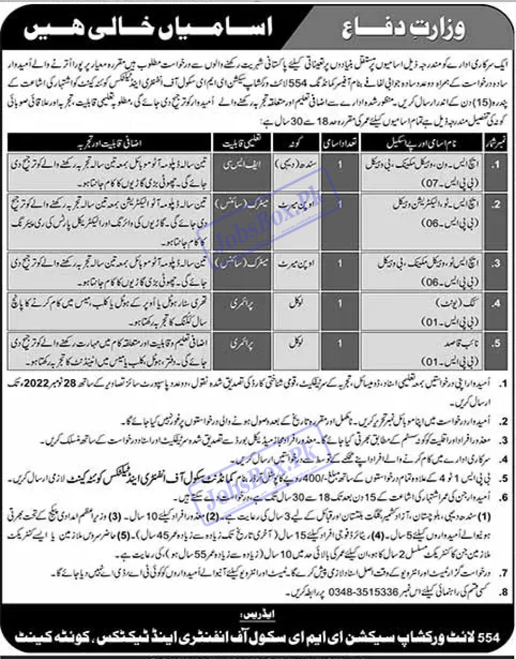 MOD Jobs at 554 Light Workshop Section EME School