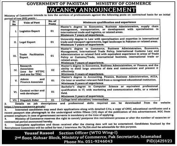 Ministry of commerce jobs