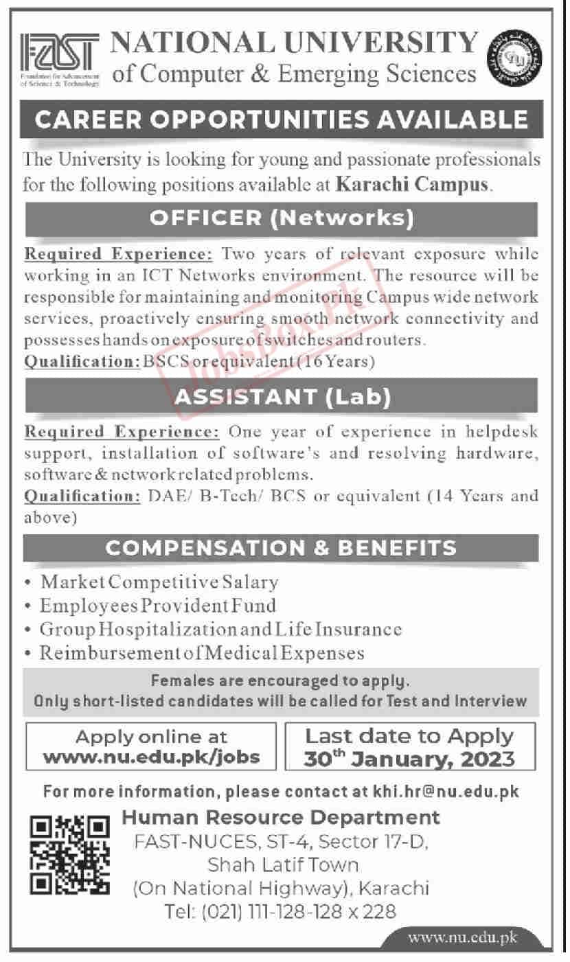 National University of Computer & Emerging Sciences Jobs 2023