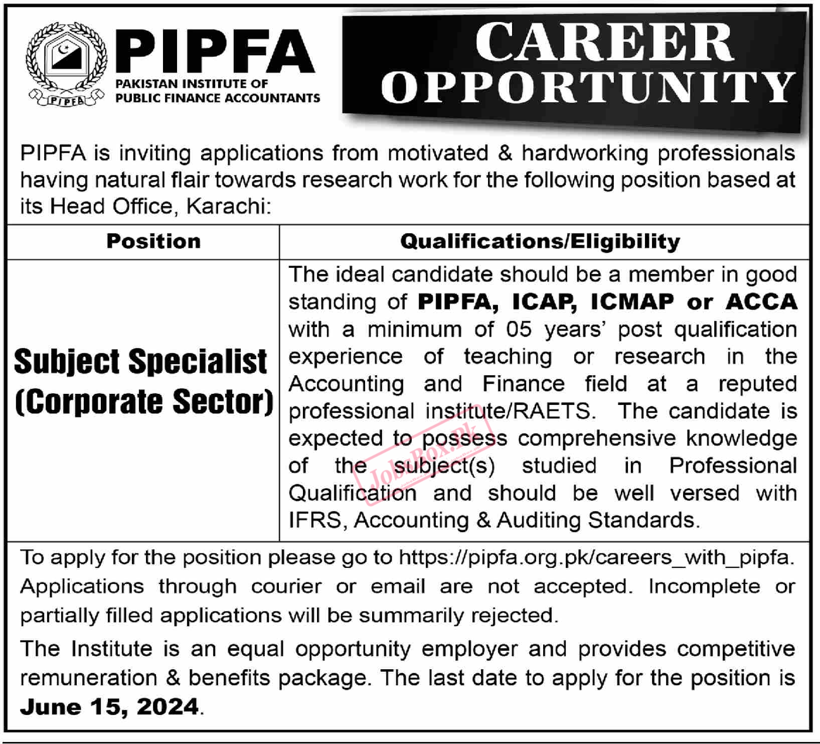 PIPFA Jobs 2024