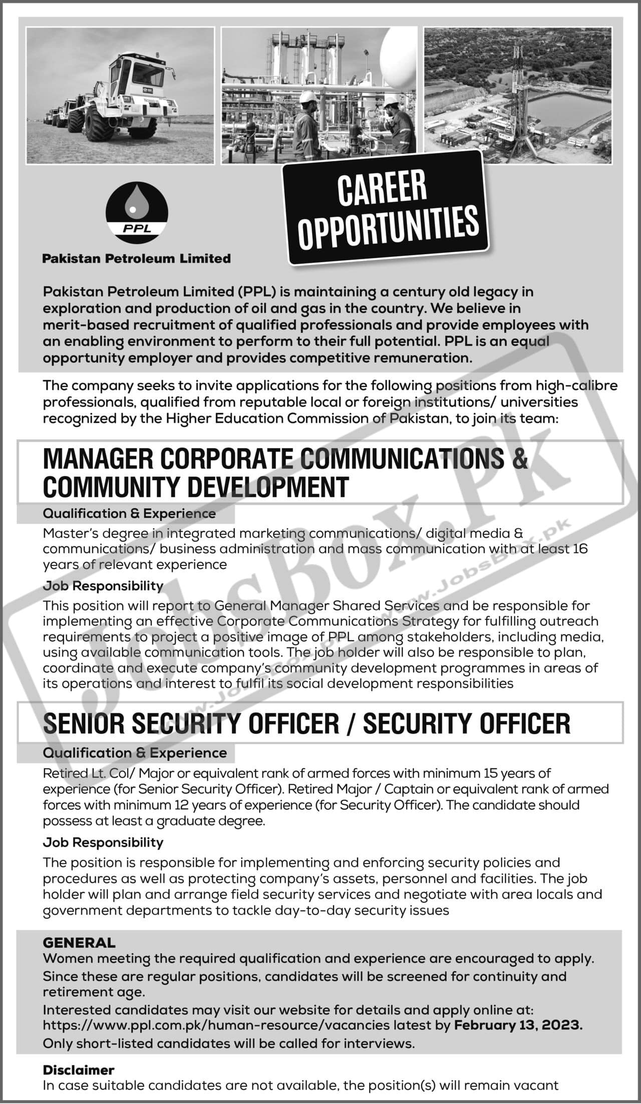 Pakistan Petroleum Limited PPL Jobs 2023