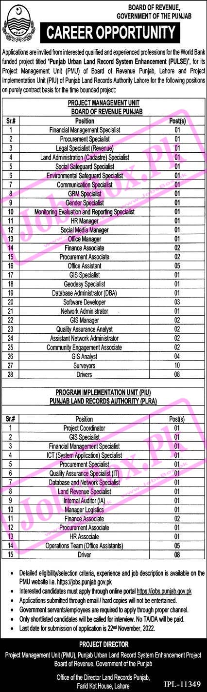 Punjab Board of Revenue Jobs 2022