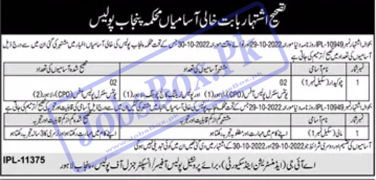 Punjab Police Class IV Jobs Vacancies 2022 | Download PDF Form