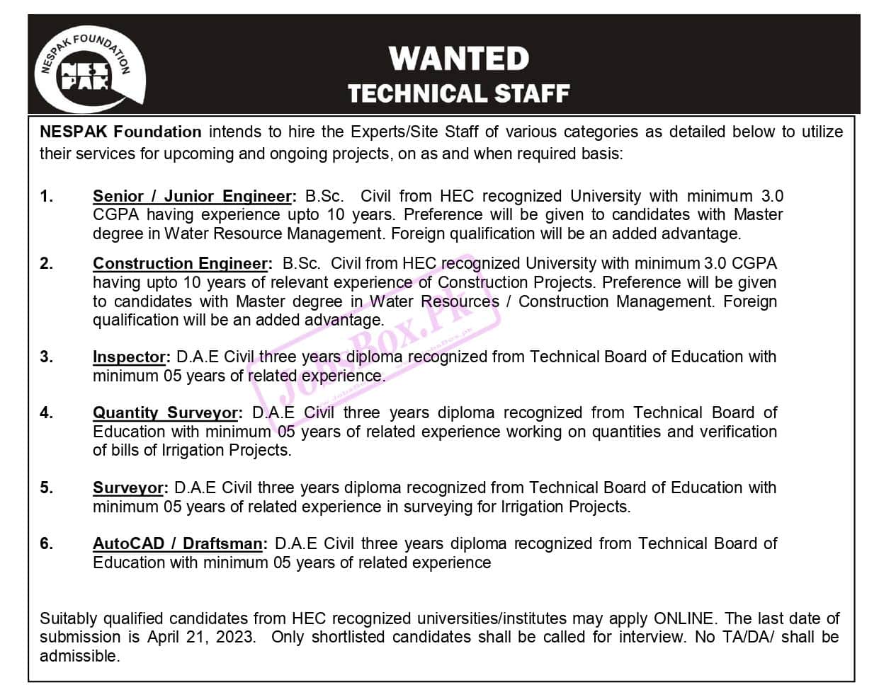 NESPAK Foundation Jobs 2023 Latest Careers