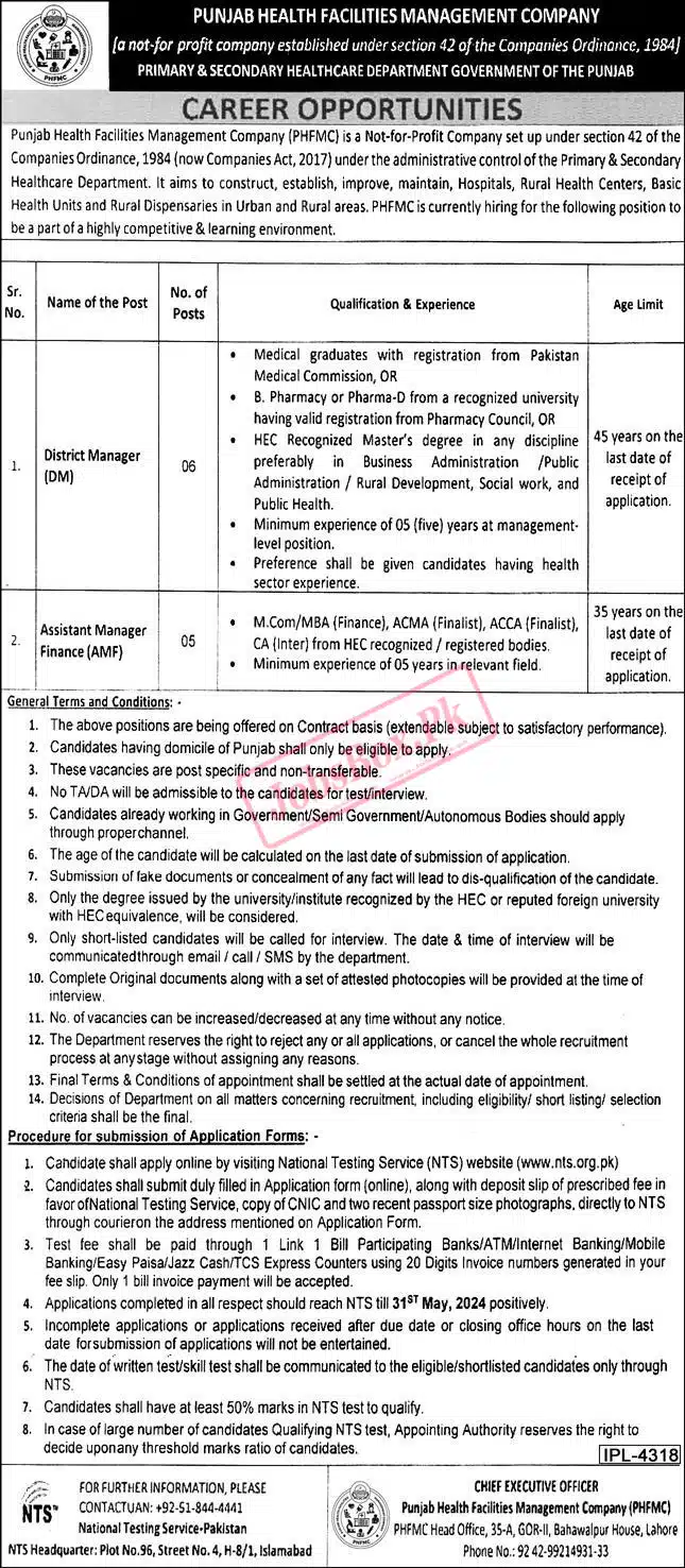 Punjab Primary & Secondary Healthcare Department Jobs 2024