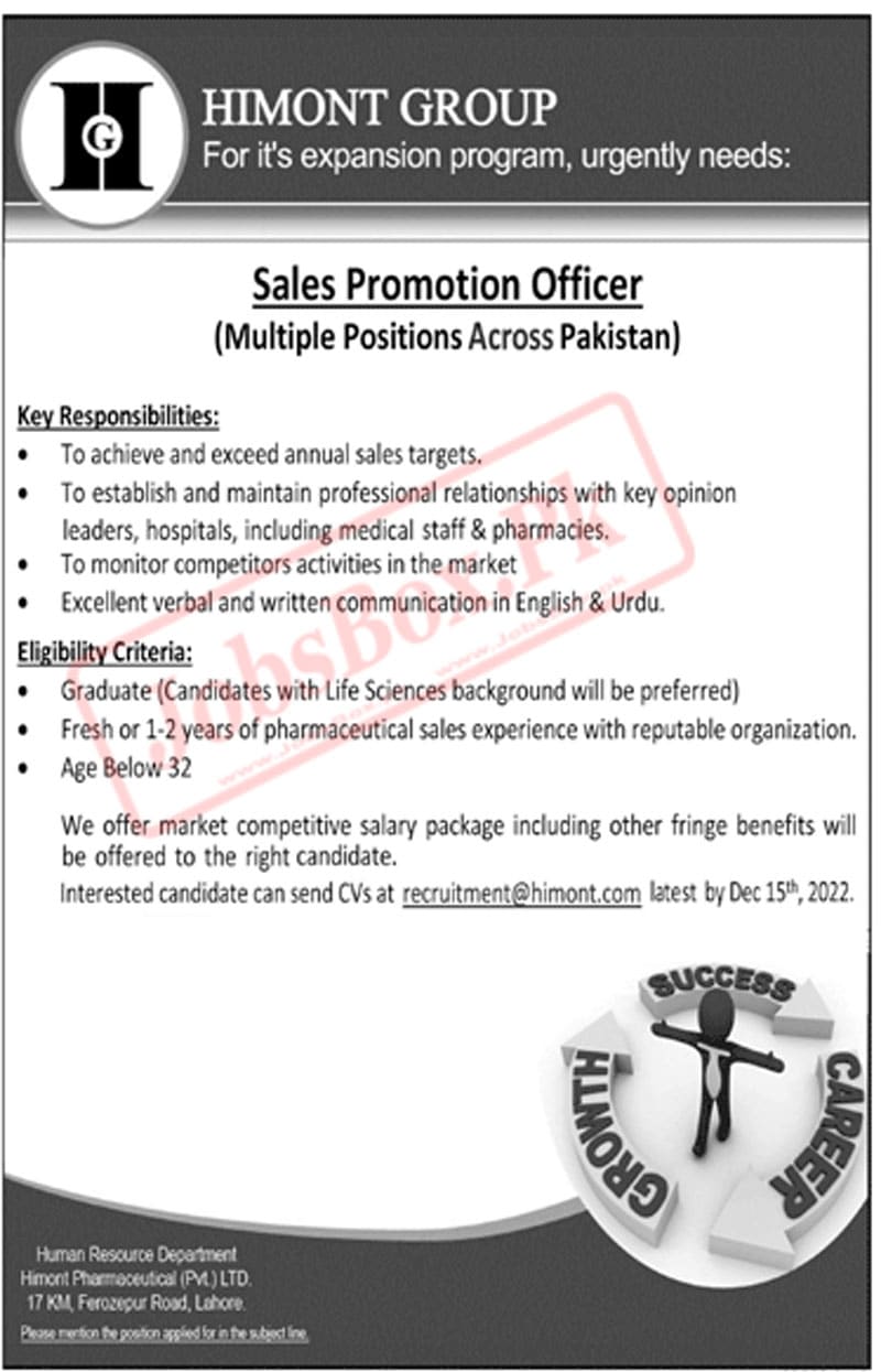 Sales Promotion Officers Jobs 2023 Across Pakistan