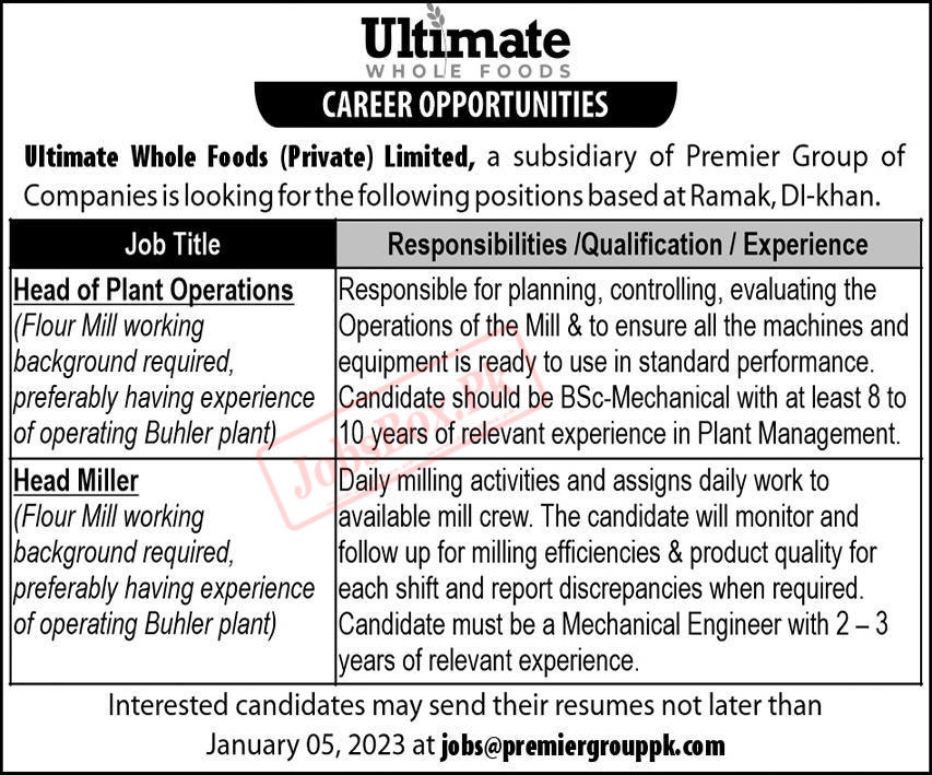 Ultimate Whole Foods Private Limited Jobs December 2022