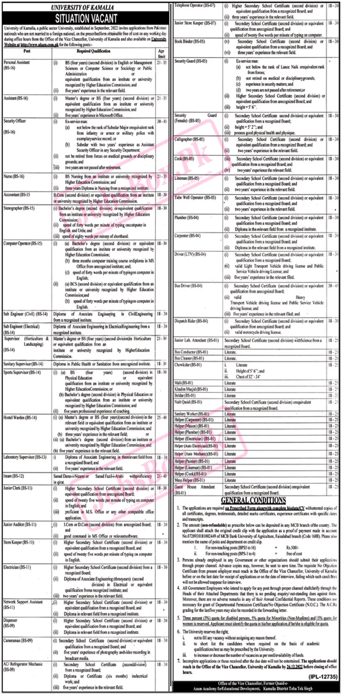 University of Kamalia Jobs 2022  www.ukam.com.pk latest