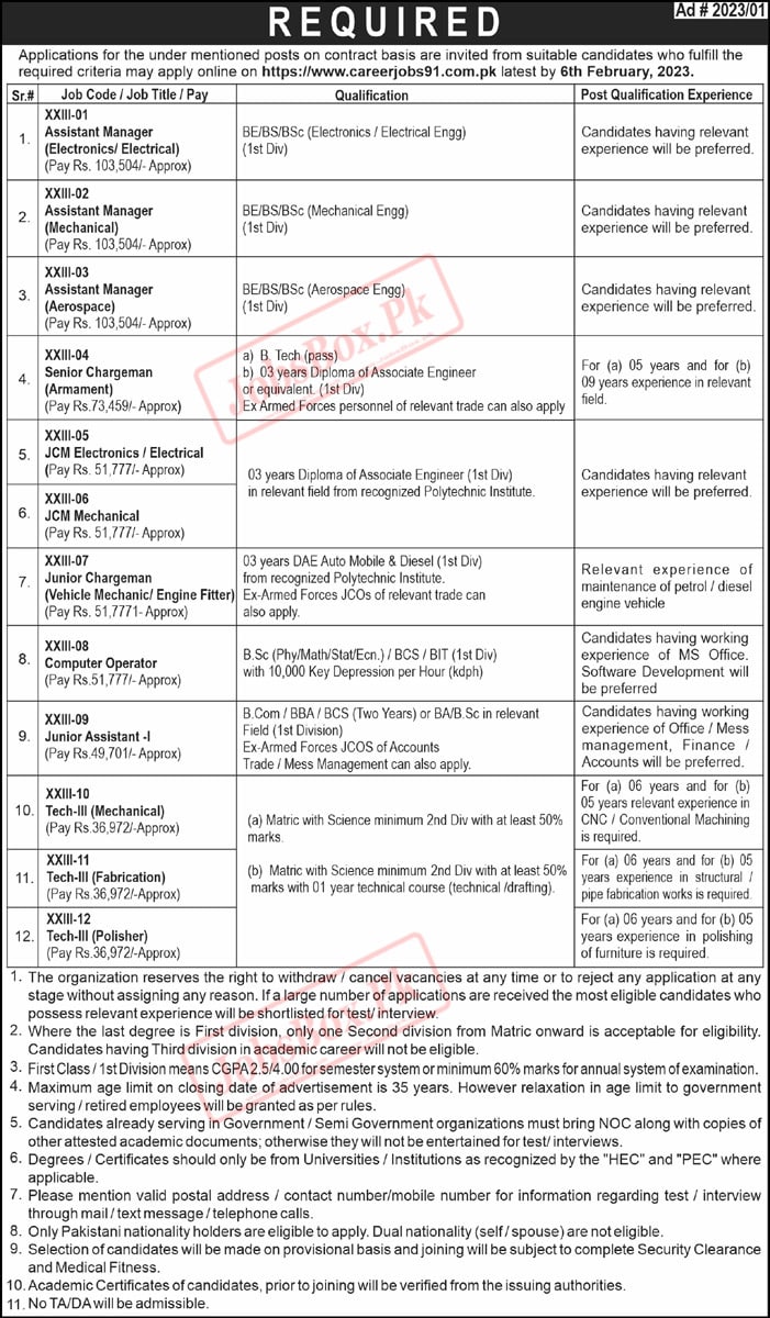 Career 91 Jobs 2023 - Online Apply Form at www.careerjobs91.com.pk