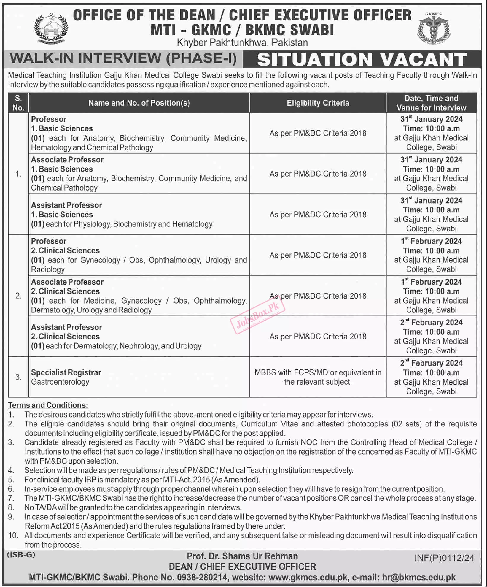 Gajju Khan Medical College Jobs