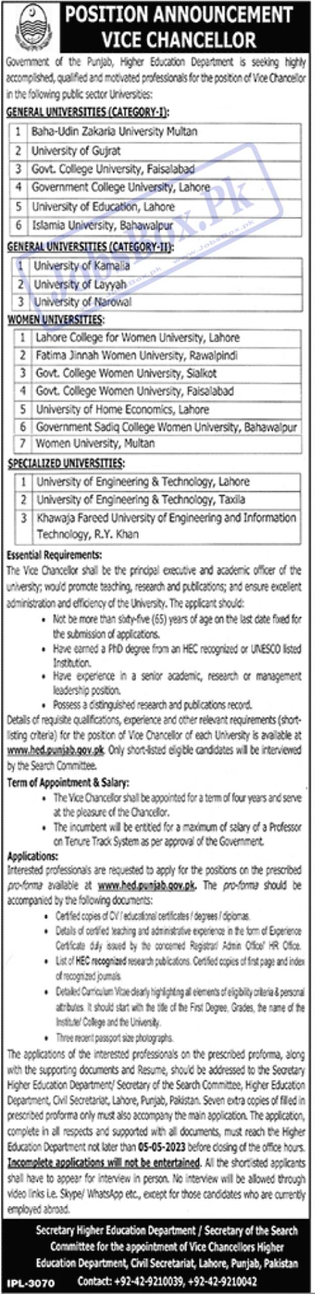 Higher Education Department Punjab Jobs 2023 - HED Punjab Jobs 2023