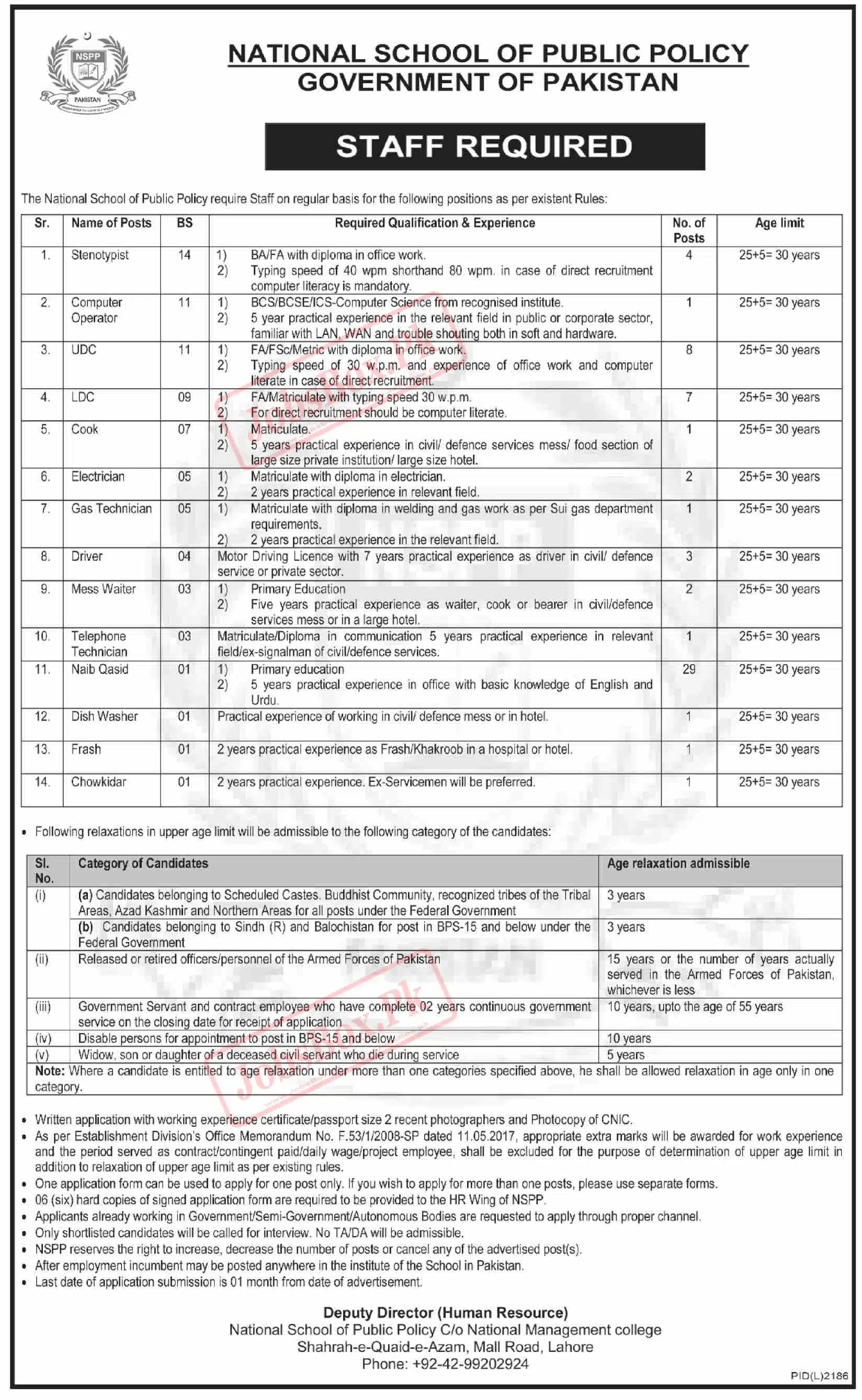 Pakistan Govt Vacancies announced at National School of Public Policy NSPP Ad