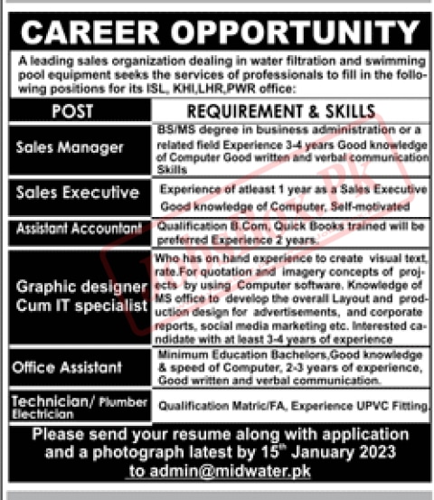 Sales Organization Jobs in Lahore, Karachi, Islamabad, Peshawar