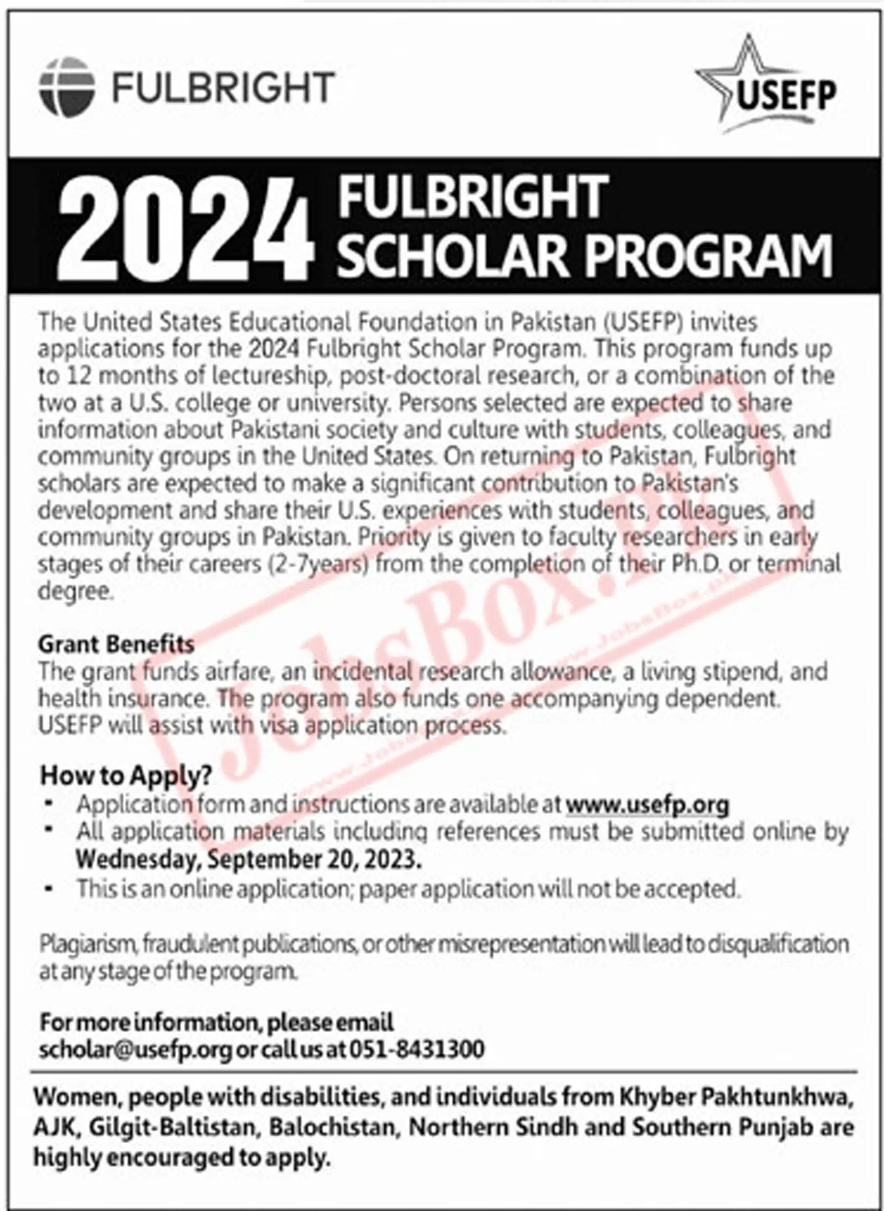 USEFP Fulbright Scholarships 2024 Latest Notification