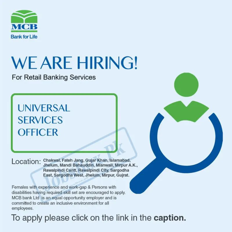 Universal Service Officers Jobs at MCB Bank