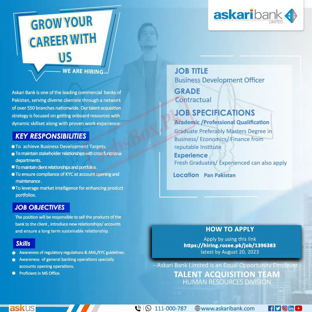 Askari Bank Jobs 2023 - Askari Bank Careers Online Apply