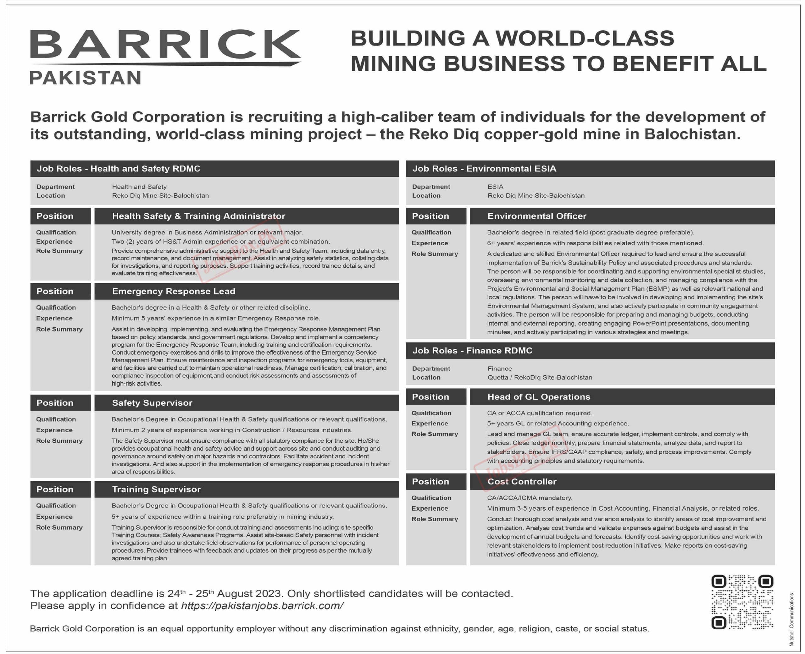 Barrick Gold Corporation Jobs 2023 Current Vacancies