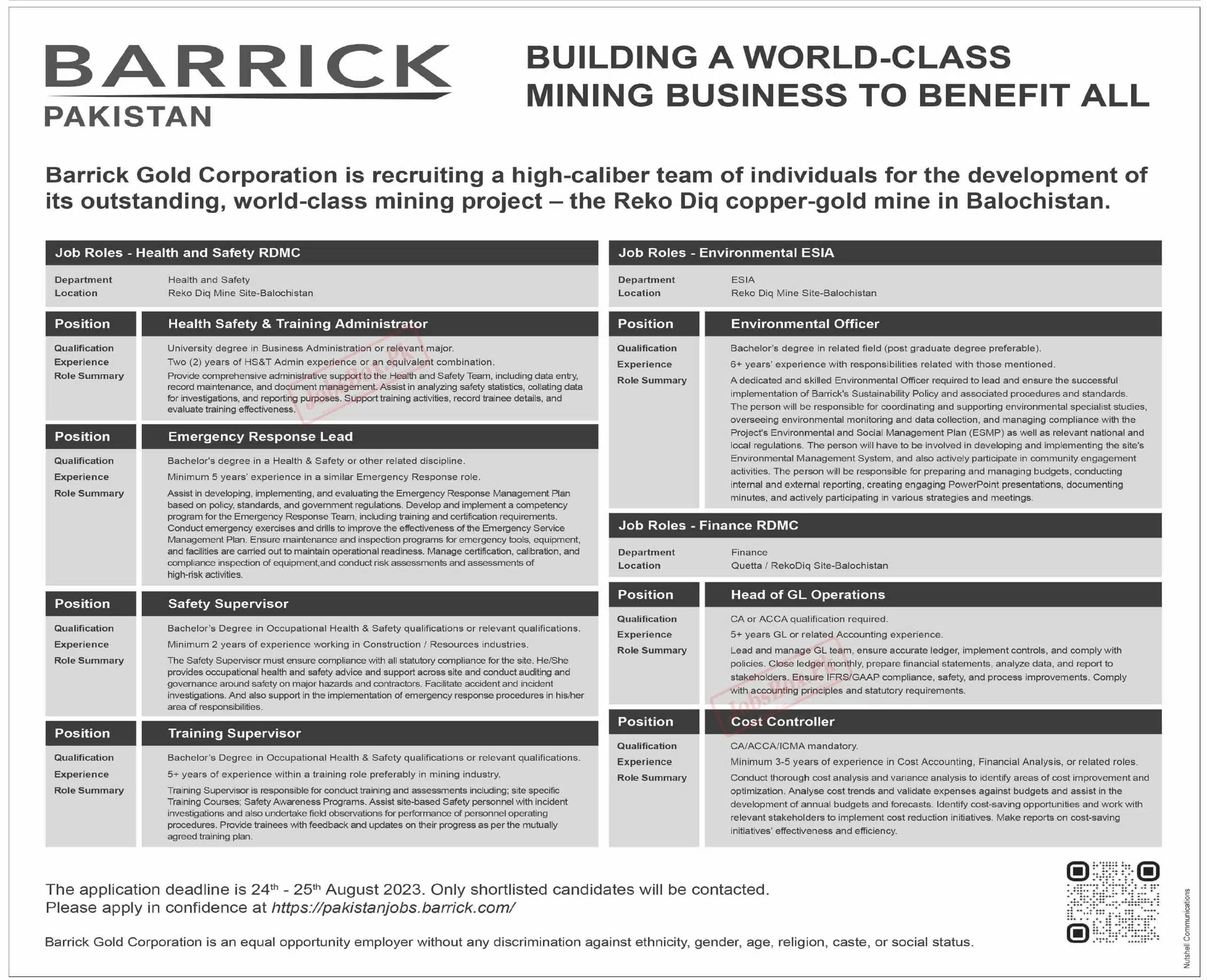Barrick Gold Corporation Jobs 2023 Current Vacancies