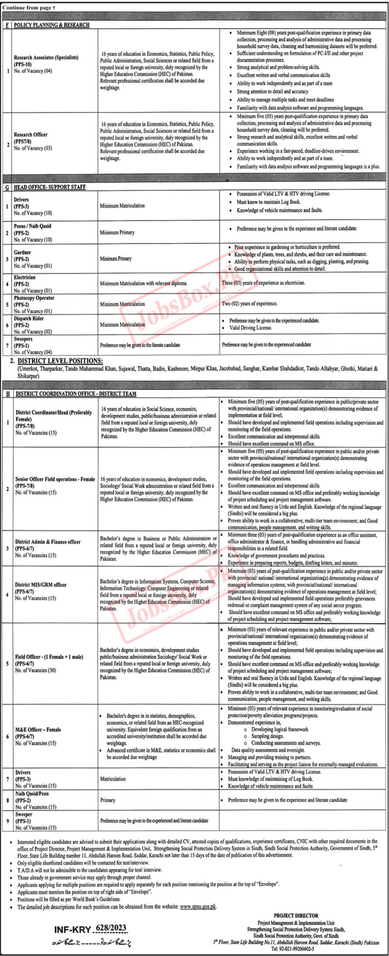 Latest Social Protection Department Sindh Jobs 2023