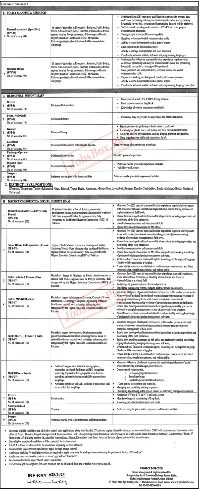Latest Social Protection Department Sindh Jobs 2023