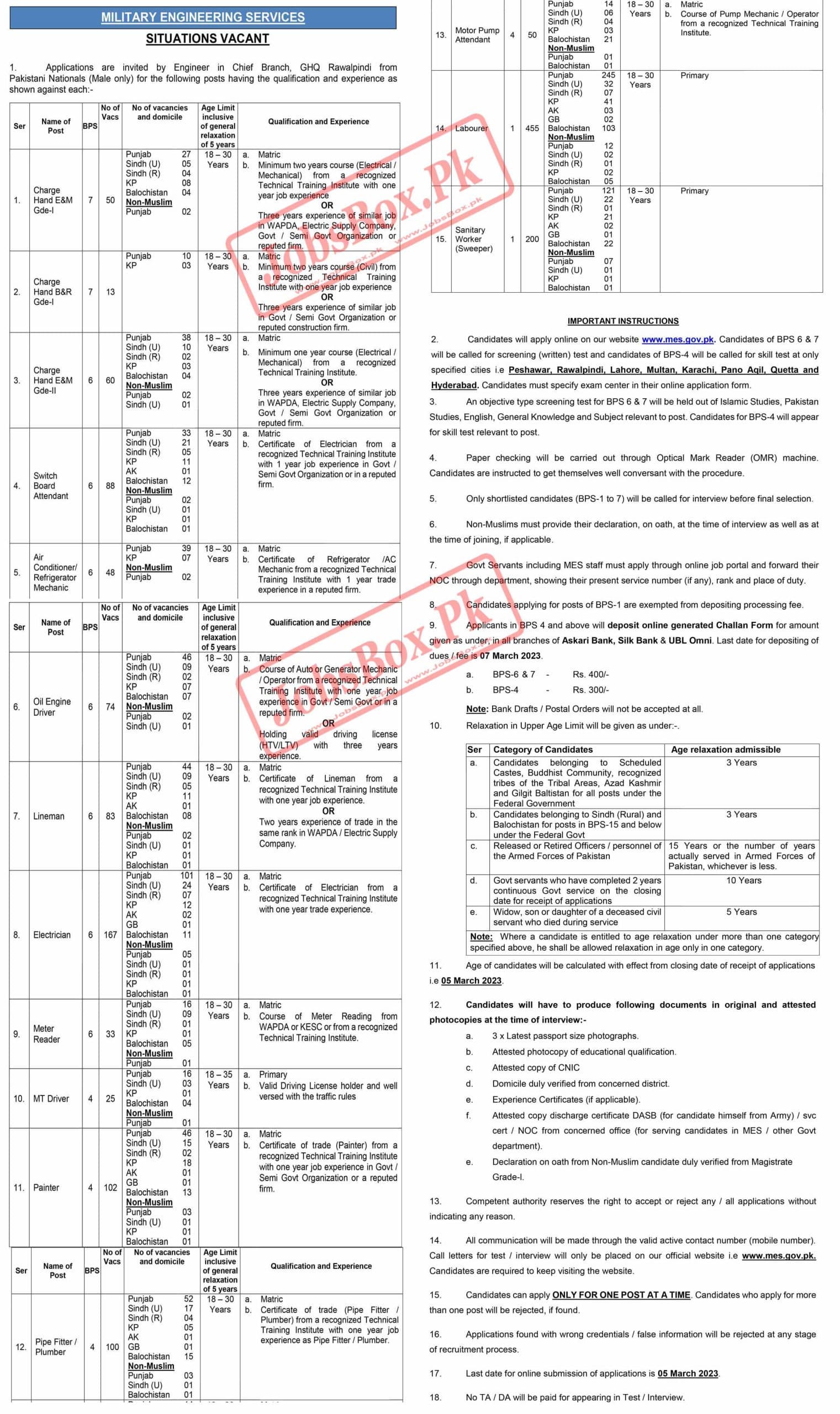 Military Engineering Services (MES) Announces Job Opportunities for 2023