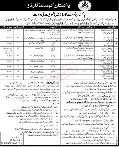 Pakistan Coast Guards Jobs 2023