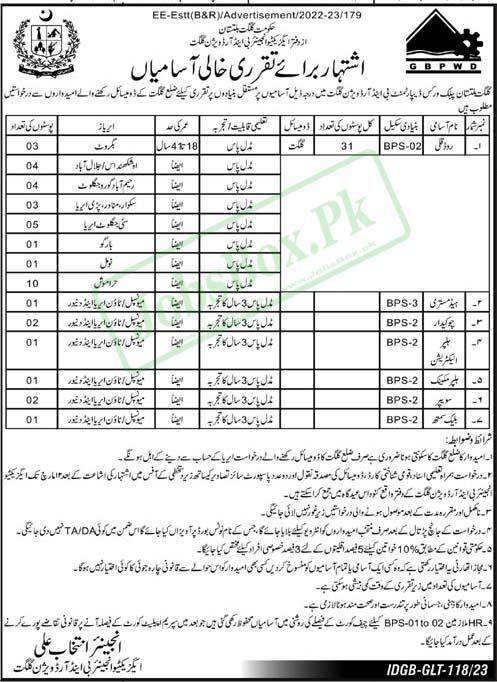 Public Works Department Gilgit Jobs 2023