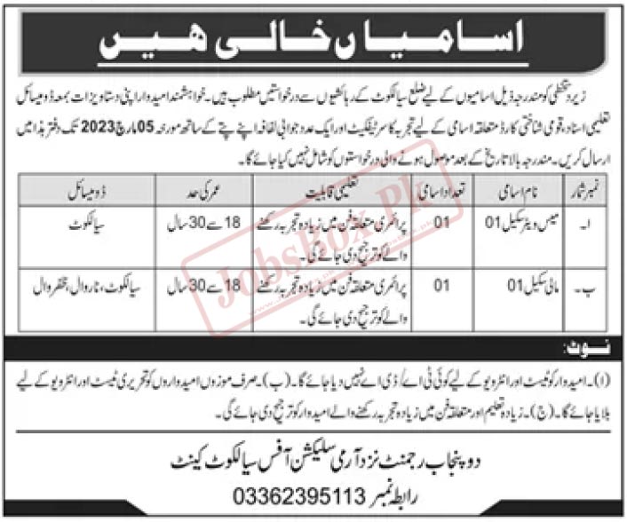 Stationa Health Organization Sialkot Cantt Jobs Ad