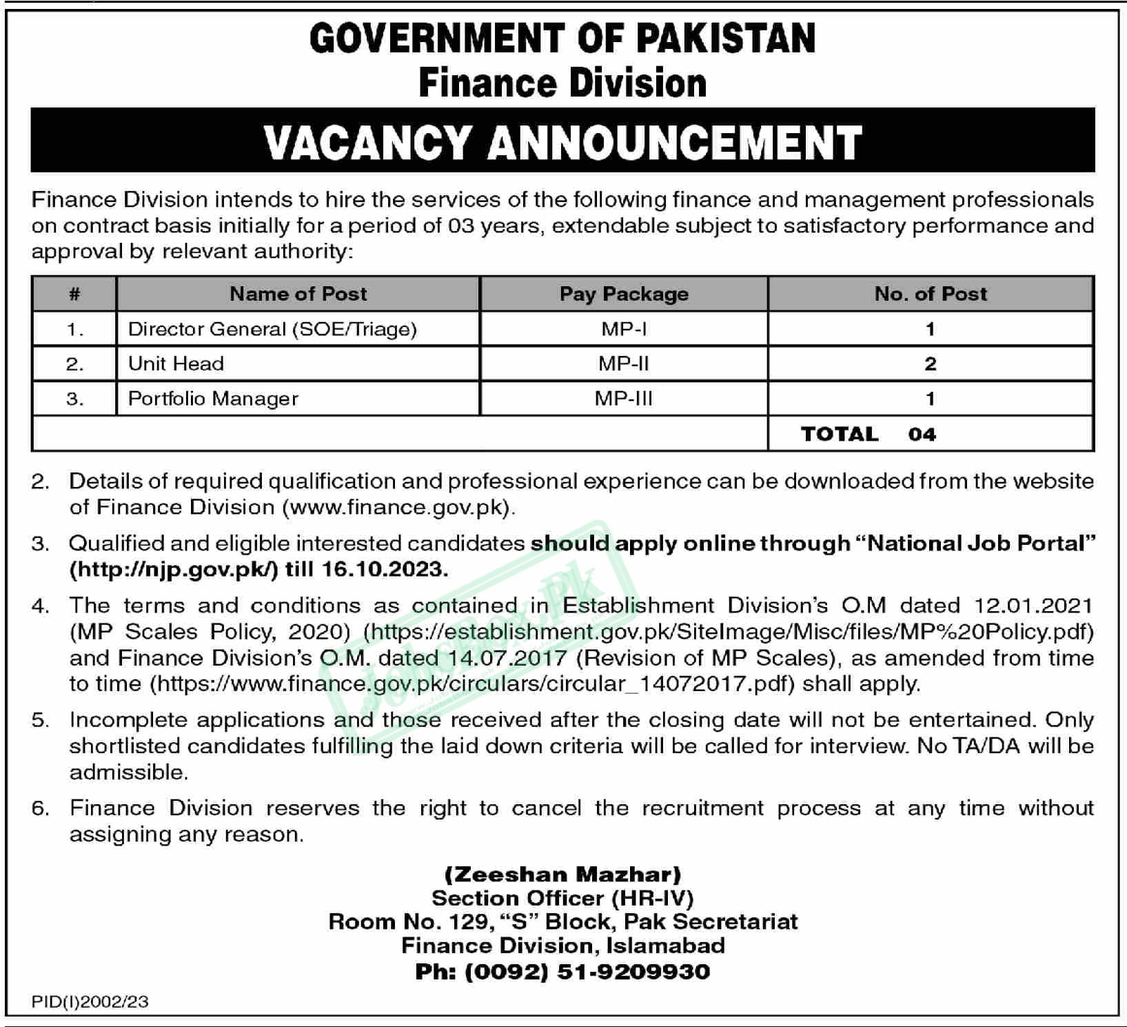 Finance Division Jobs