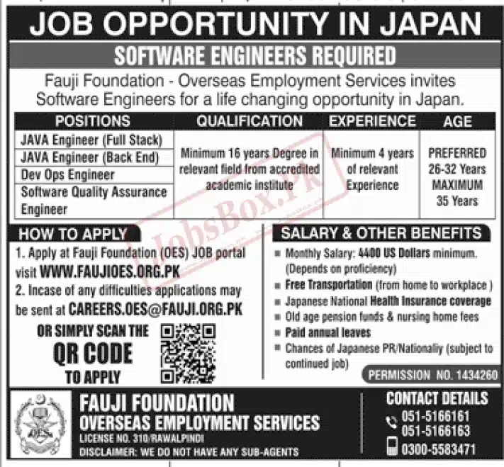 Fauji Foundation Overseas Employment Services OES Jobs 2023 in Japan