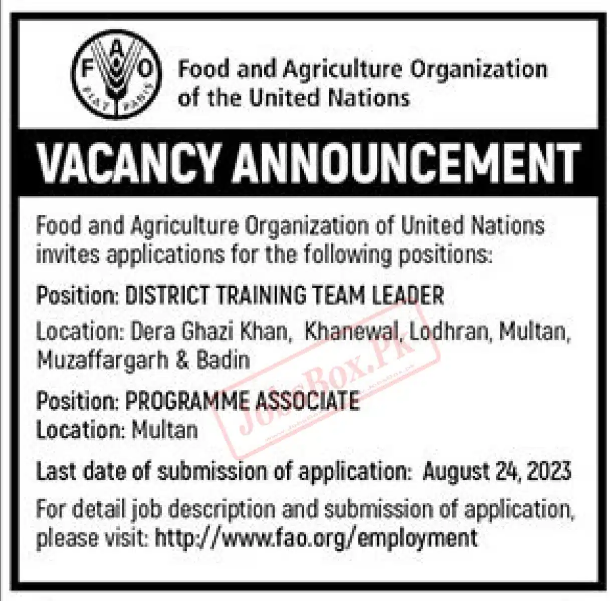 Food and Agriculture Organization FAO Jobs 2023 Online Apply