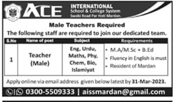 International School and College Mardan Jobs 2023