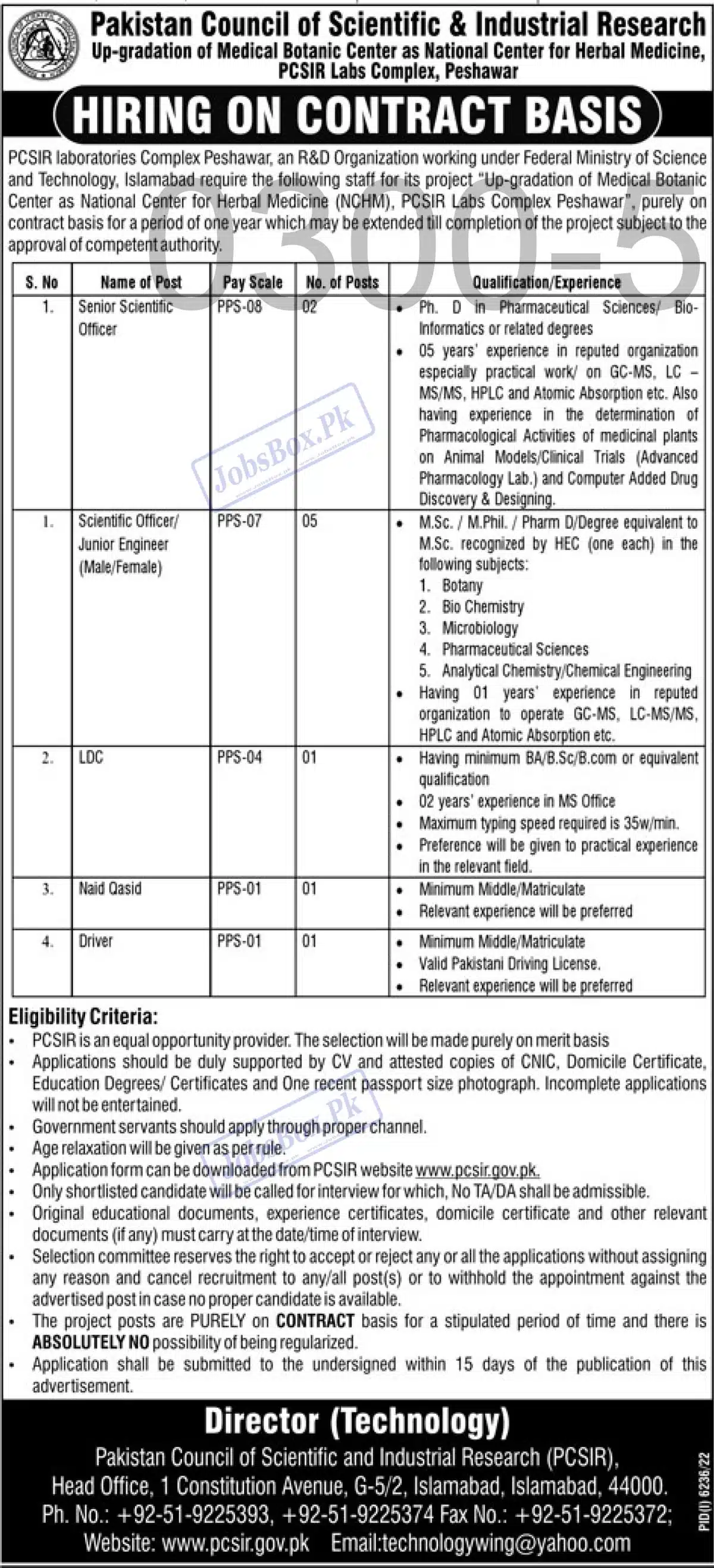 Latest Pakistan Council of Scientific and Industrial Research PCSIR Jobs 2023