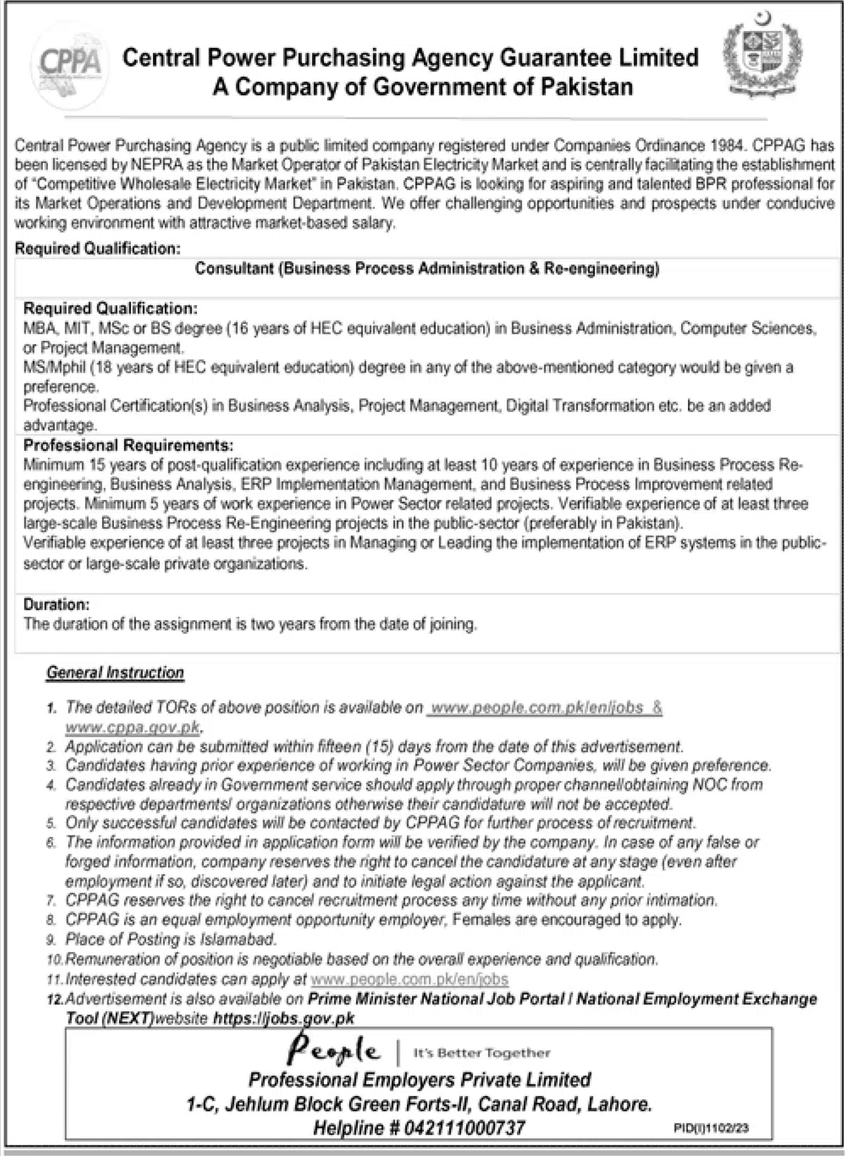 Central Power Purchasing Agency CPPA Jobs 2023 Updates