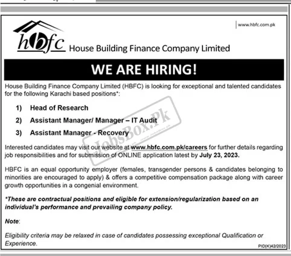 HBFC Jobs 2023 for Assistant Managers Recruitment