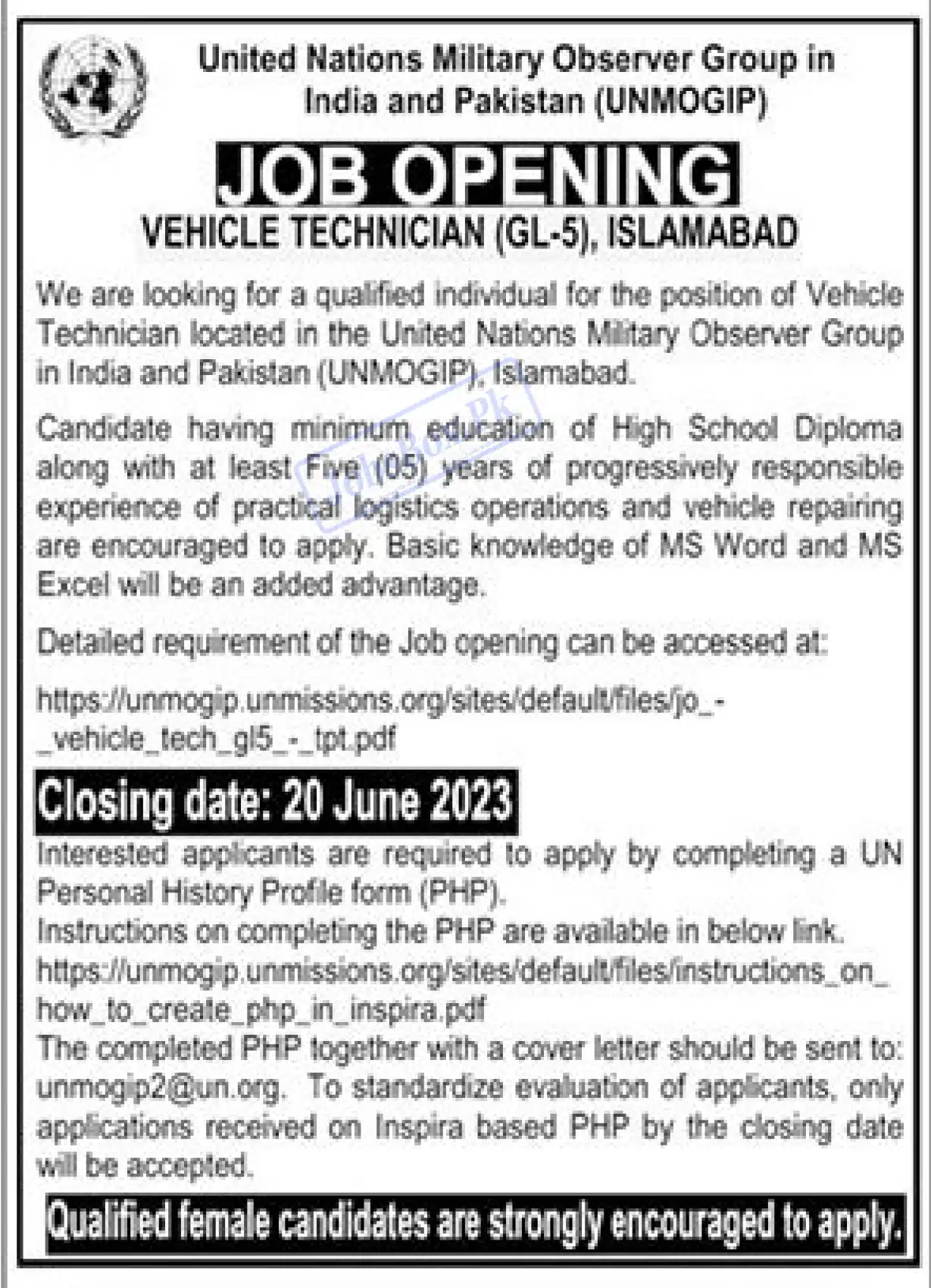 Jobs in United Nations Military Observer Group in India and Pakistan Current Careers